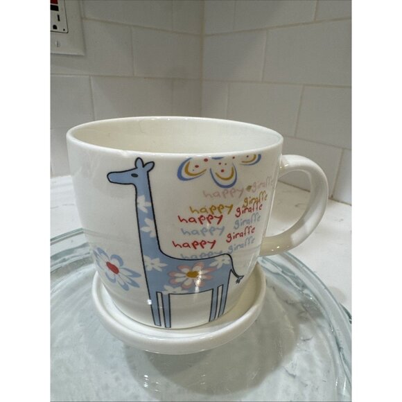 Happy Giraffe Coffee Mug With Lid/ Top Made in China - Picture 1 of 14
